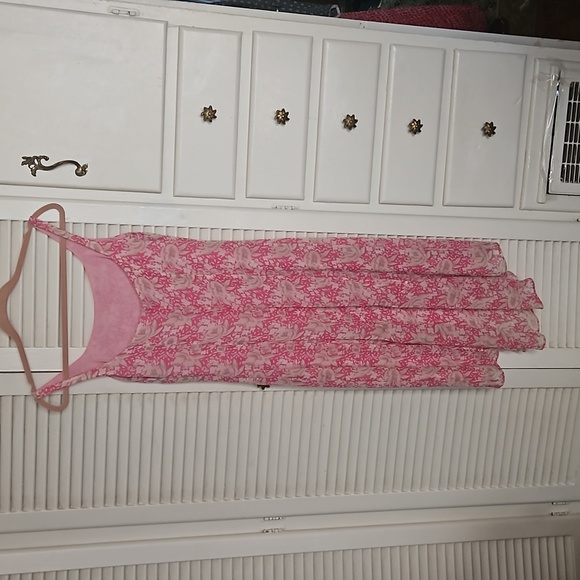 Pink floral dress with pink slip attached. - Picture 2 of 4